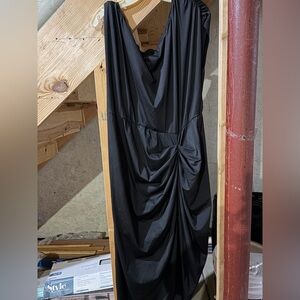 SHEIN asymmetrical off the shoulder Black Dress with Draped Detail